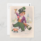 ヴィンテージSt patricks dayシャムロックシャンパーニュ ポストカード (正面/裏面)