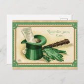 ヴィンテージSt patricks dayトップハットグリーン ポストカード (正面/裏面)
