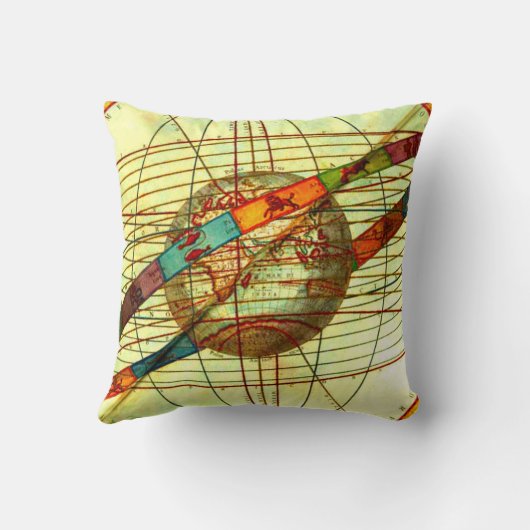 ヴィンテージSteampunkは地球の地図の蒸気のパンクを連動させます クッション (裏面)