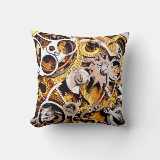 ヴィンテージSteampunkは地球の地図の蒸気のパンクを連動させます クッション (正面)