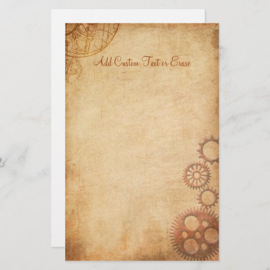 ヴィンテージSteampunkは羊皮紙の文房具の紙を連動させます 便箋 (正面/裏面)
