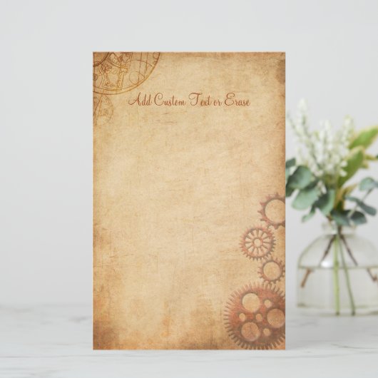 ヴィンテージSteampunkは羊皮紙の文房具の紙を連動させます 便箋 (スタンド正面)