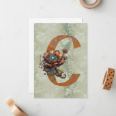 ヴィンテージSteampunkフローラレターCノートカード ノートカード (正面/裏面インサイチュ)