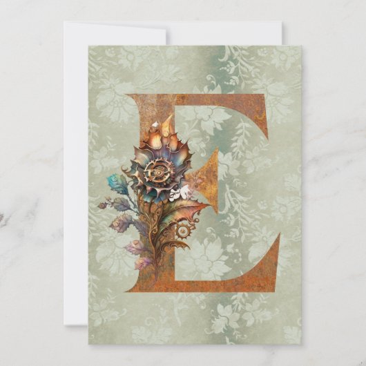 ヴィンテージSteampunkフローラレターEノートカード ノートカード (正面)