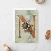 ヴィンテージSteampunkフローラレターNノートカード ノートカード (正面/裏面インサイチュ)