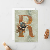 ヴィンテージSteampunkフローラレターRノートカード ノートカード (正面/裏面インサイチュ)