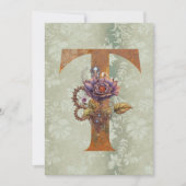 ヴィンテージSteampunkフローラレターTノートカード ノートカード (正面)