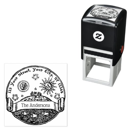 ヴィンテージSun Moon Stars海地球名アドレス セルフインキングスタンプ (インサイチュ)