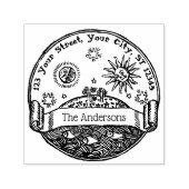 ヴィンテージSun Moon Stars海地球名アドレス セルフインキングスタンプ (デザイン)