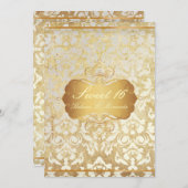 ヴィンテージSWEET 16プリンセスパールダマスク羊皮紙 招待状 (正面/裏面)