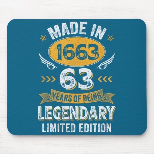 ヴィンテージTシャツ 1963年 63歳の誕生日 マウスパッド (正面)