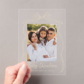 ヴィンテージTaupe Bowメリークリスマスフォト アクリル招待状 (インサイチュ (ポータブル))