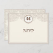 ヴィンテージTaupe Lace -結婚の返信はがき インビテーションポストカード (正面/裏面)