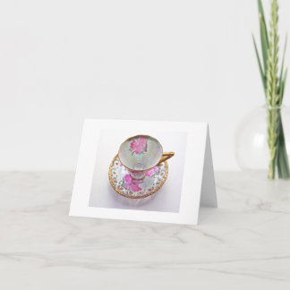 ヴィンテージTea 空白の Cup Note Card, Thank you サンキューカード