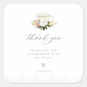 ヴィンテージTeacupフローラありがとう スクエアシール (正面)