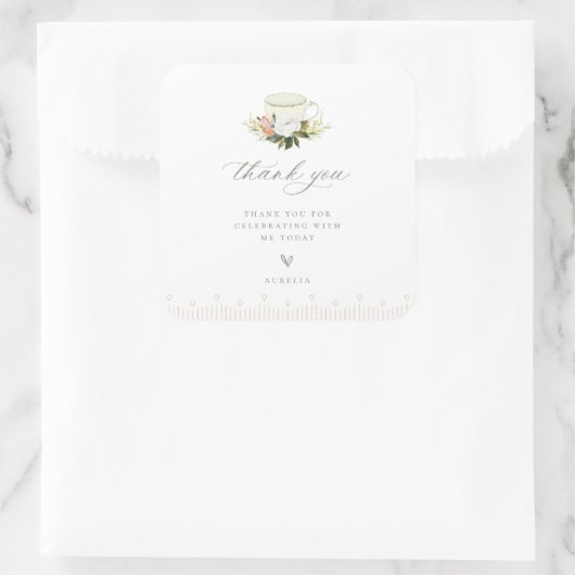 ヴィンテージTeacupフローラありがとう スクエアシール (バッグ)