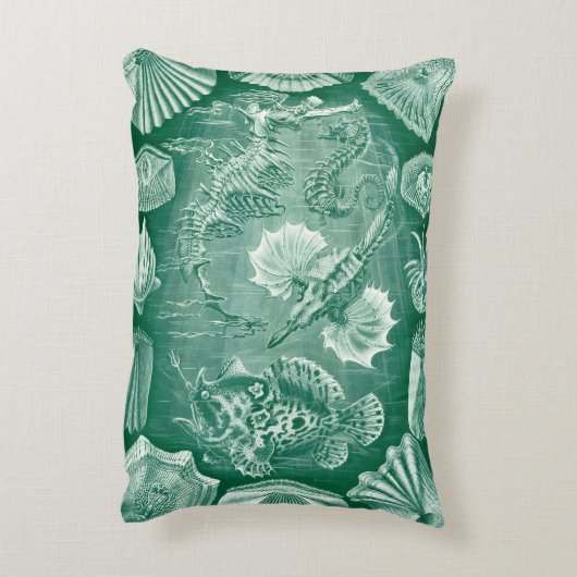 ヴィンテージTeleostei Shells and Fish by Ernst Haeckel アクセントクッション (裏面(縦))