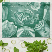 ヴィンテージTeleostei Shells and Fish by Ernst Haeckel キッチンタオル (折り畳み)