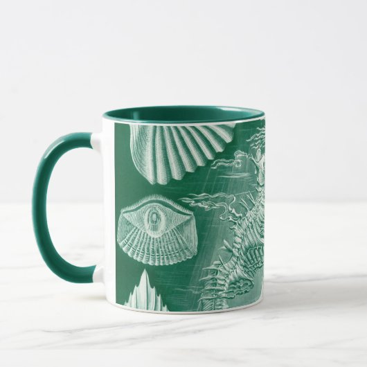 ヴィンテージTeleostei Shells and Fish by Ernst Haeckel マグカップ (左)