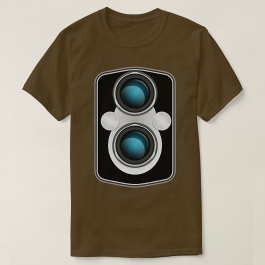 ヴィンテージTLRカメラ顔プレート Tシャツ (デザイン正面)