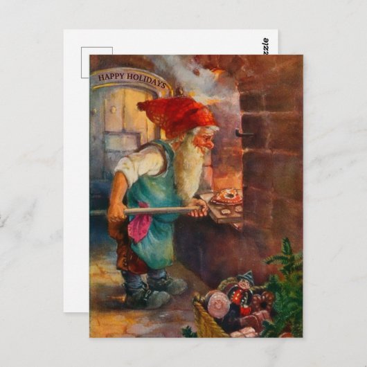 ヴィンテージTOMTEまたはNISSEジンジャーブレッドベイカービューティフル ポストカード (正面/裏面)