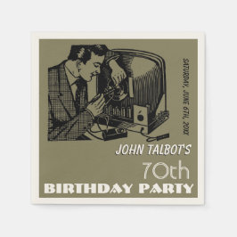 ヴィンテージTVリペアラー70th誕生日パーティーPナプキン スタンダードカクテルナプキン