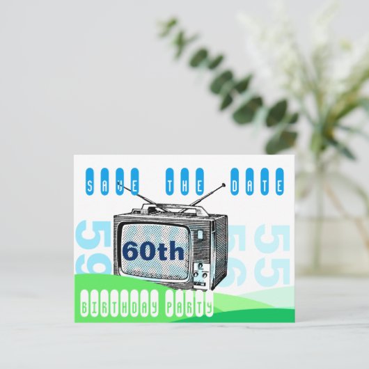 ヴィンテージTV 60誕生日日付はがきを保存 案内ポストカード (スタンド正面)