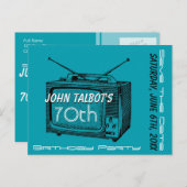 ヴィンテージTV 70誕生日日付の保存 案内ポストカード (正面/裏面)