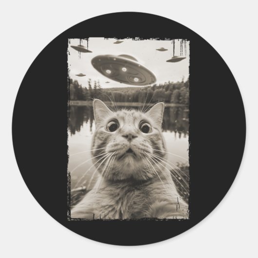 ヴィンテージUfoの遭遇 – おもしろい UfoとCat Sel ラウンドシール (正面)