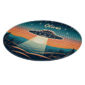 ヴィンテージUFOアットサンセットパーソナライズされた カッティングボード (角)