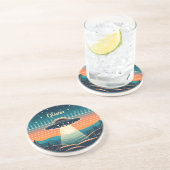 ヴィンテージUFOアットサンセットパーソナライズされた コースター (側面)