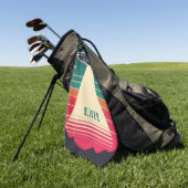 ヴィンテージUFOアットサンセットパーソナライズされた ゴルフタオル (グリーン)