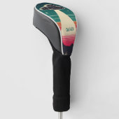 ヴィンテージUFOアットサンセットパーソナライズされた ゴルフヘッドカバー (アングル)