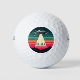 ヴィンテージUFOアットサンセットパーソナライズされた ゴルフボール