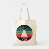 ヴィンテージUFOアットサンセットパーソナライズされた トートバッグ (裏面)