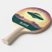 ヴィンテージUFOアットサンセットパーソナライズされた 卓球ラケット (正面アングル)
