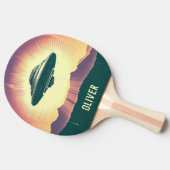 ヴィンテージUFOアットサンセットパーソナライズされた 卓球ラケット (横)