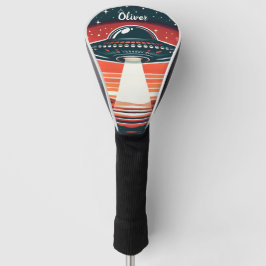 ヴィンテージUFOアットレッドサンセットパーソナライズされた ゴルフヘッドカバー