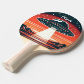 ヴィンテージUFOアットレッドサンセットパーソナライズされた 卓球ラケット (正面アングル)