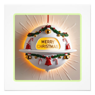 ヴィンテージUFOクリスマスオーナメントウォールアート フォトプリント           