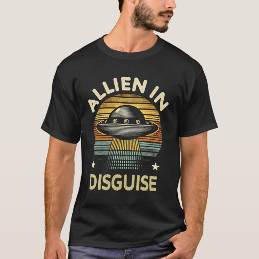 ヴィンテージUFO変装レトロ異星人 Tシャツ (正面)