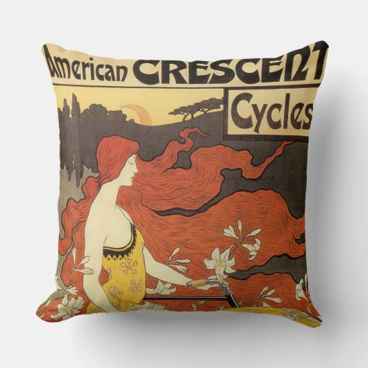 ヴィンテージUSクレセント・サイクル広告 クッション (正面)