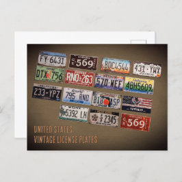 ヴィンテージUSライセンスプレート ポストカード