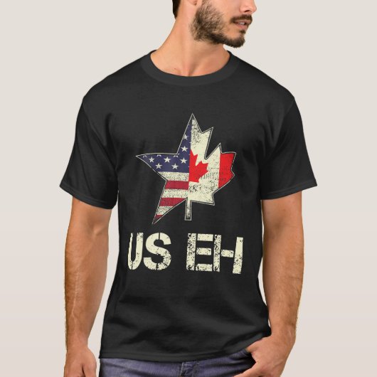ヴィンテージUS EH Leaf Canadian American Flag Canada U Tシャツ (正面)