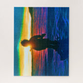 ヴィンテージUSAアラスカのエスキモーのハンターの夕日 ジグソーパズル (縦)