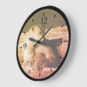 ヴィンテージUSAアラスカの母親のホッキョクグマ大Cを見る ラージ壁時計 (傾斜)
