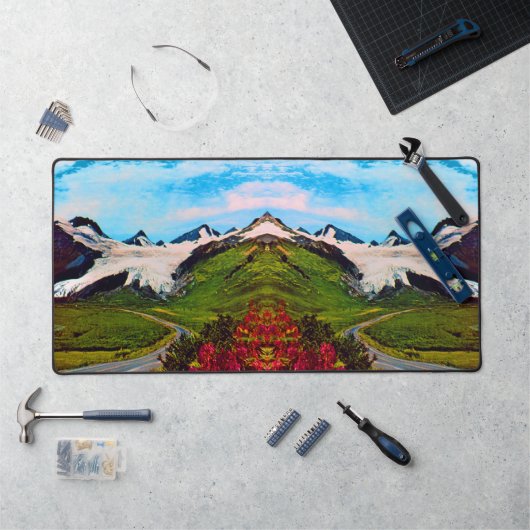 ヴィンテージUSAアラスカWorthington氷河の夏 デスクマット (ワークステーション)