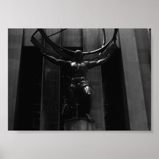 ヴィンテージUSAニューヨークのロックフェラーアトラス像 ポスター (正面)