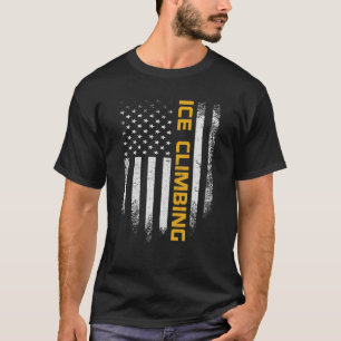 ヴィンテージUSAフラッグアイス登山おもしろいマウンテンIC Tシャツ