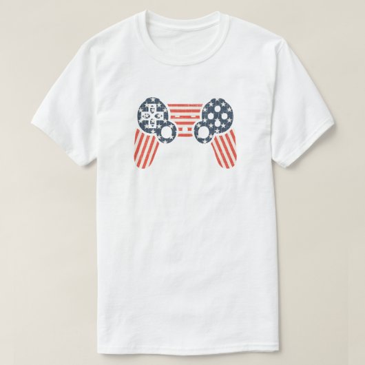 ヴィンテージUSAフラッグゲームコントローラー Tシャツ (デザイン正面)